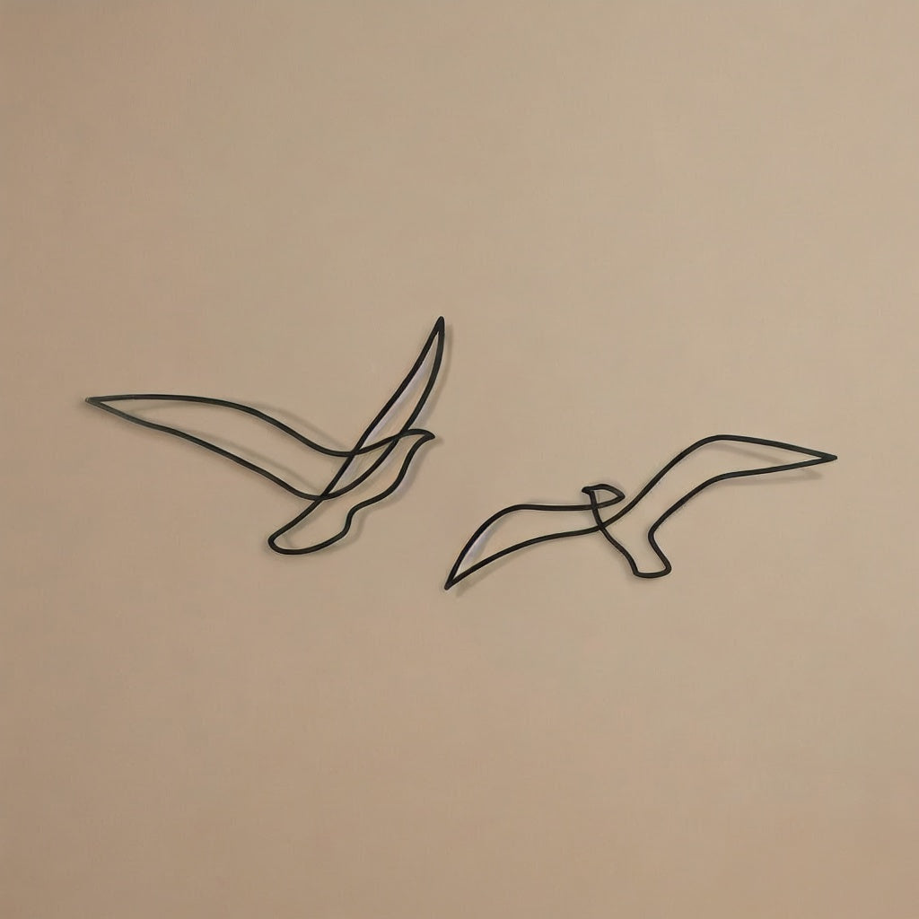 Minimalist Flying Seagulls Metal Wall Art