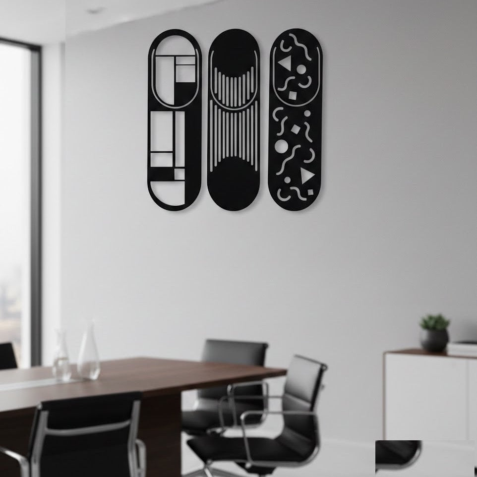 Modern Geometric Trio Metal Wall Art Panels