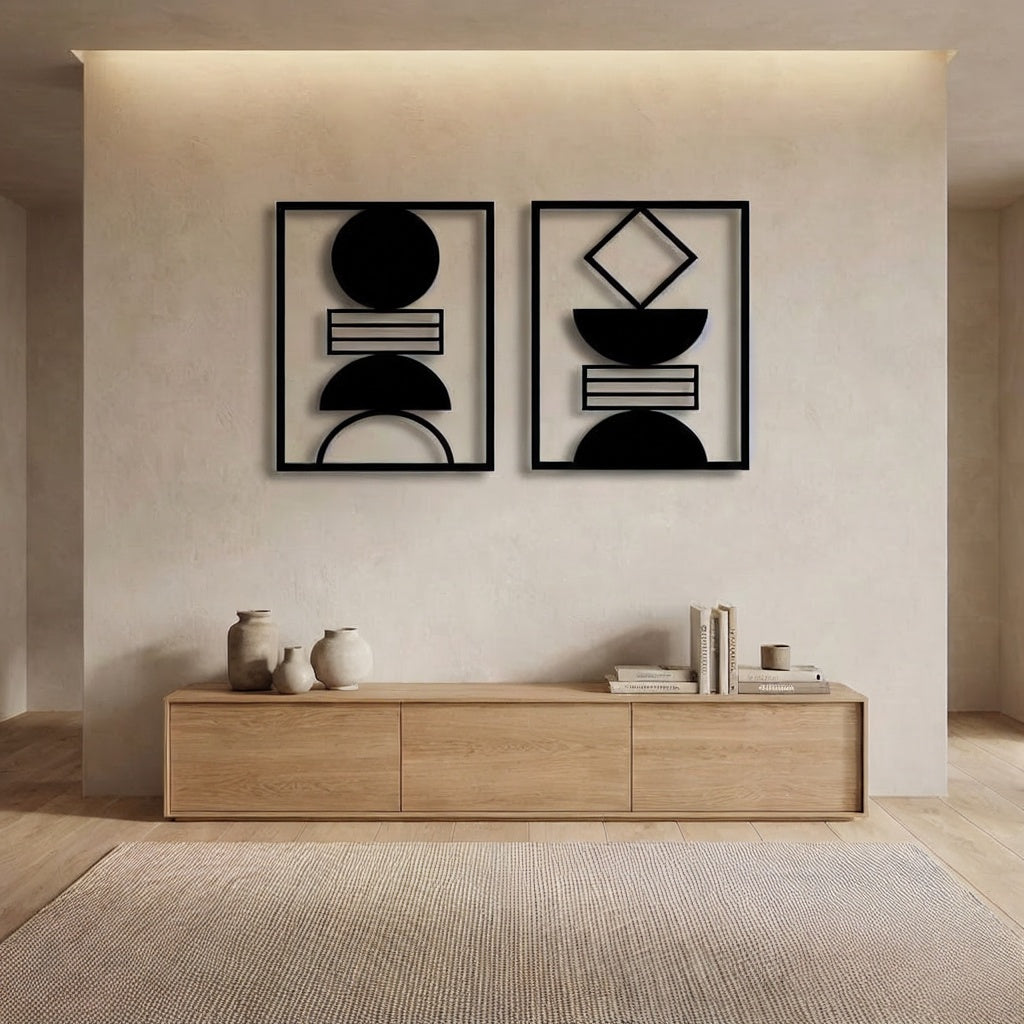 Geometric Abstract Shapes Metal Wall Art Set