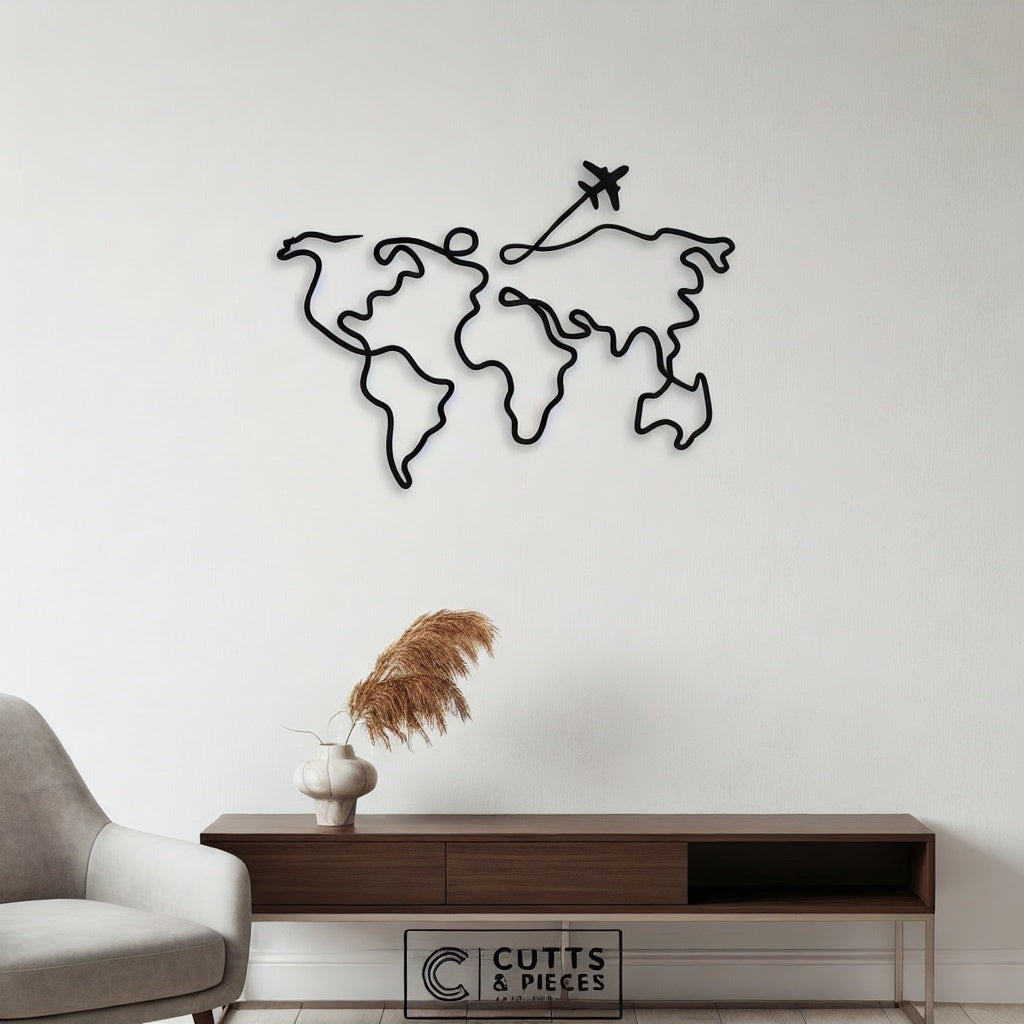 Minimalist World Map Travel Metal Wall Art