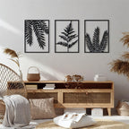 Botanical Fern Leaf Triptych Metal Wall Art