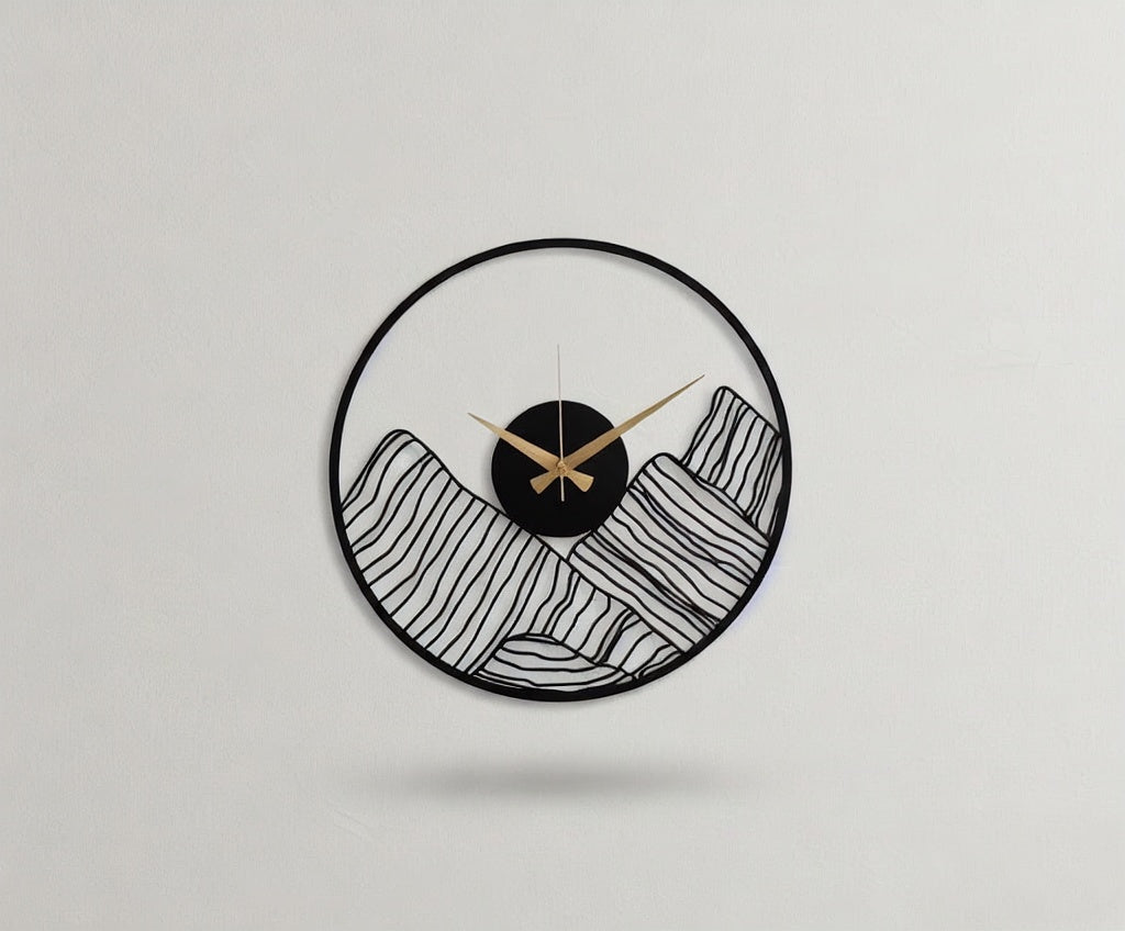 Mountain Peak Silhouette Metal Wall Clock