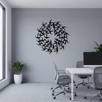 Swirling Bird Flock Circular Metal Wall Art