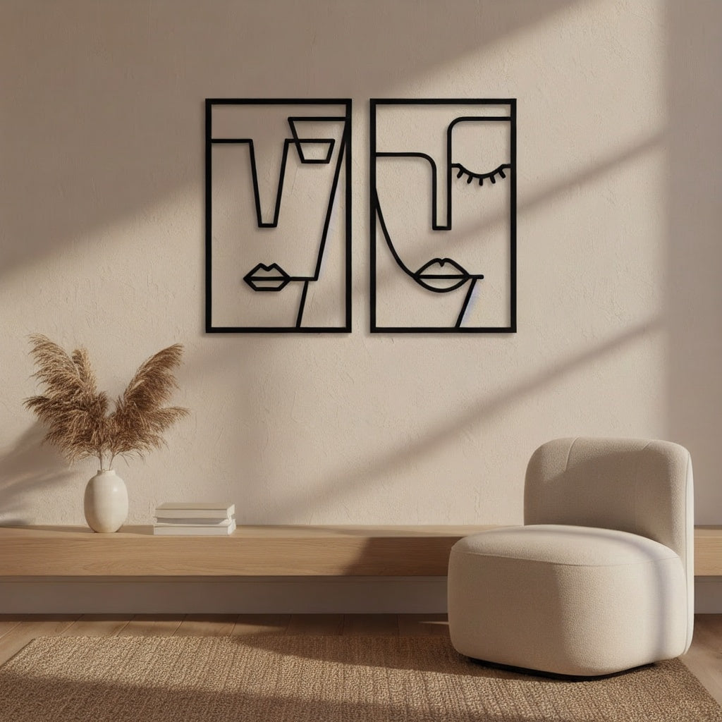 Minimalist Abstract Faces Metal Wall Art