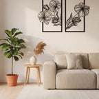 Elegant Floral Duo Metal Strip Wall Art
