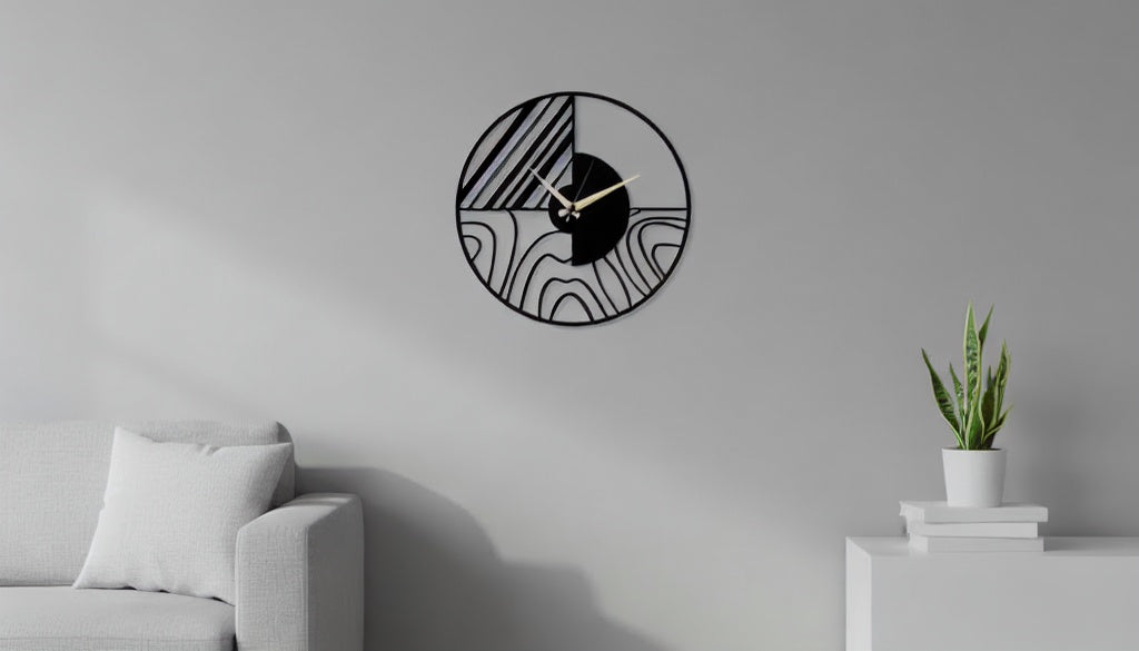 Modern Geometric Landscape Metal Wall Clock