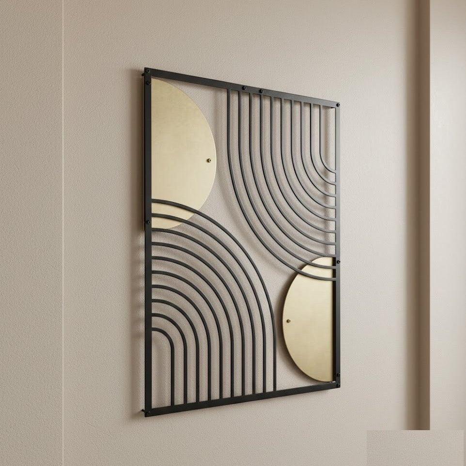 Modern Geometric Semicircle and Arch Metal Wall Art