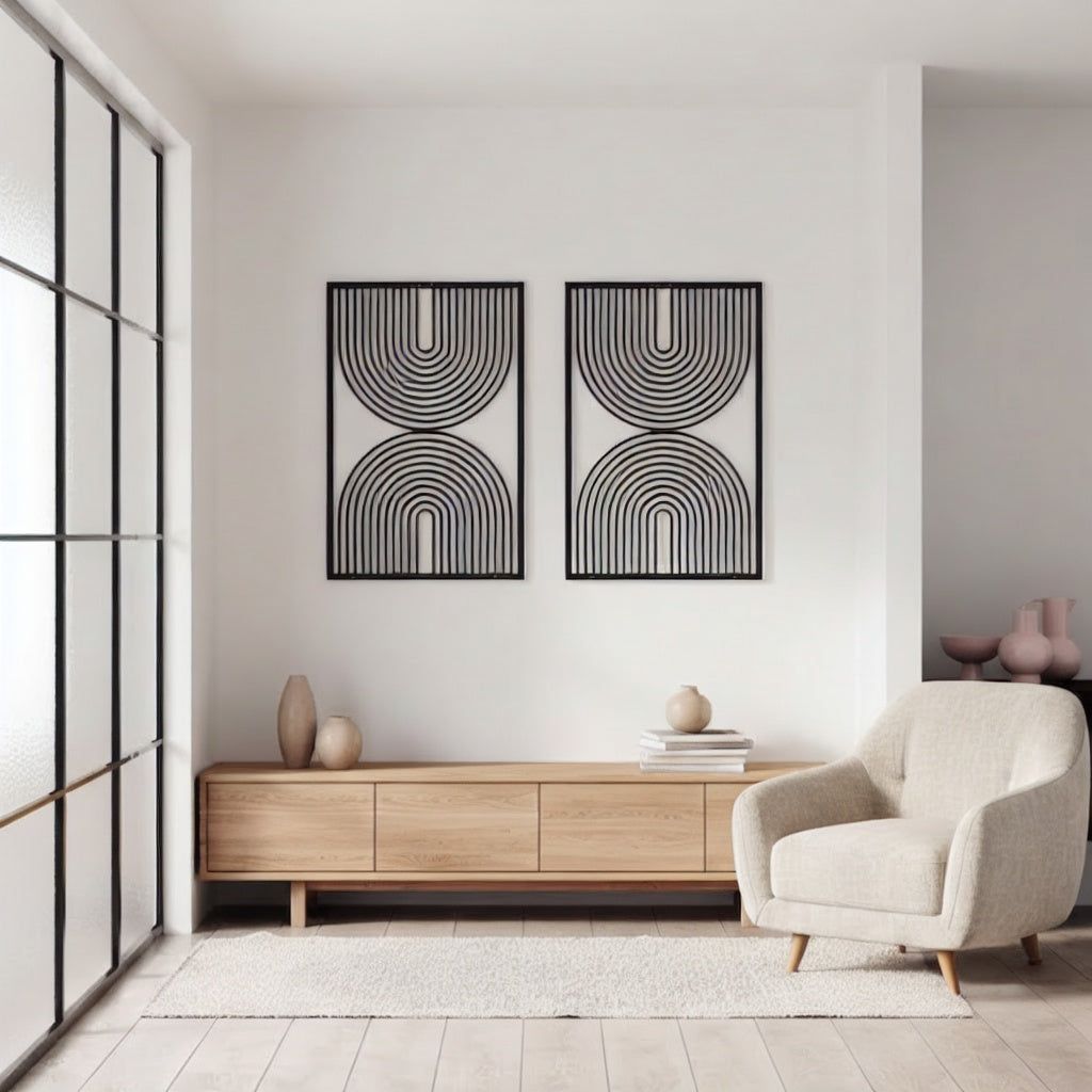 Minimalist Arch and Geometric Circles Metal Wall Art