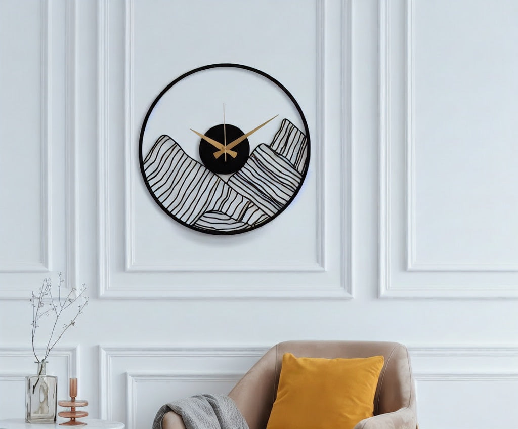 Mountain Peak Silhouette Metal Wall Clock