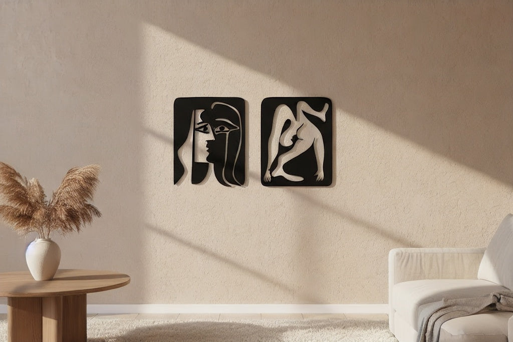 Modern Abstract Human Figure Duo Metal Wall Art