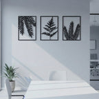 Botanical Fern Leaf Triptych Metal Wall Art