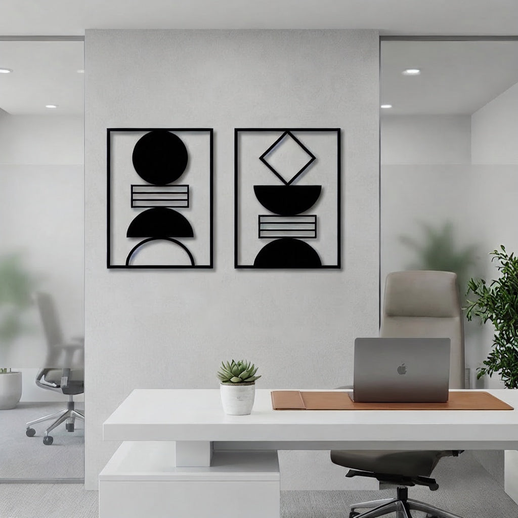 Geometric Abstract Shapes Metal Wall Art Set
