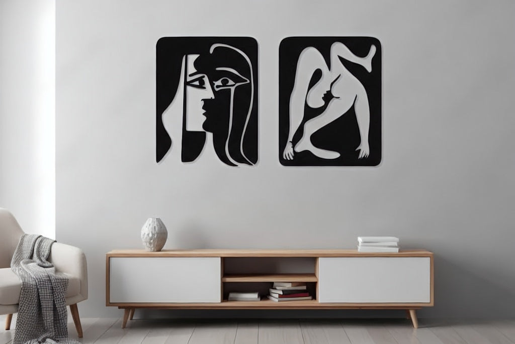 Modern Abstract Human Figure Duo Metal Wall Art