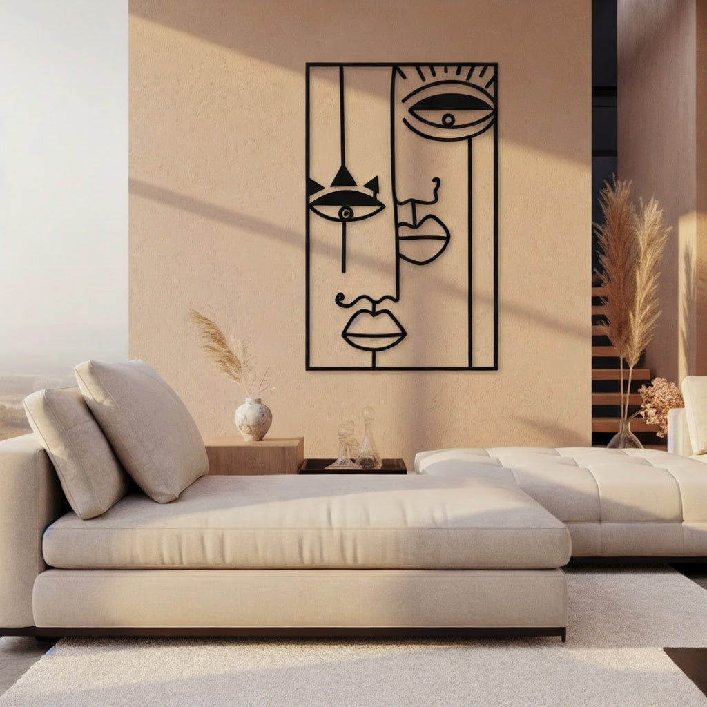 Surreal Multi-Eye Abstract Face Metal Wall Art