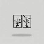 Minimalist Potted Plant Duo Metal Wall Art Panels