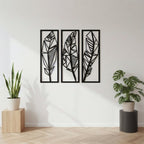 Geometric Abstract Leaf Trio Metal Wall Art