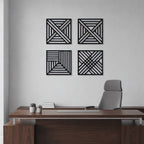 Geometric Line Pattern Quadtych Metal Wall Art