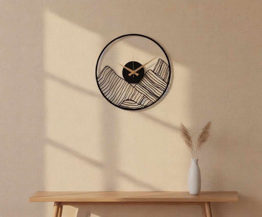 Mountain Peak Silhouette Metal Wall Clock
