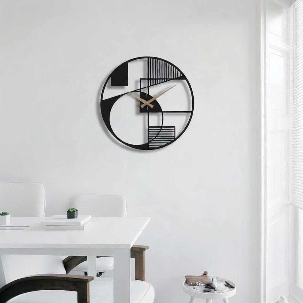 Modern Geometric Abstract Metal Wall Clock