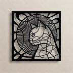 Artistic Geometric Cat Silhouette Metal Wall Art