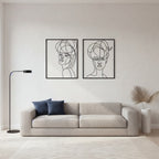 Abstract Minimalist Women Faces Metal Wall Art Set