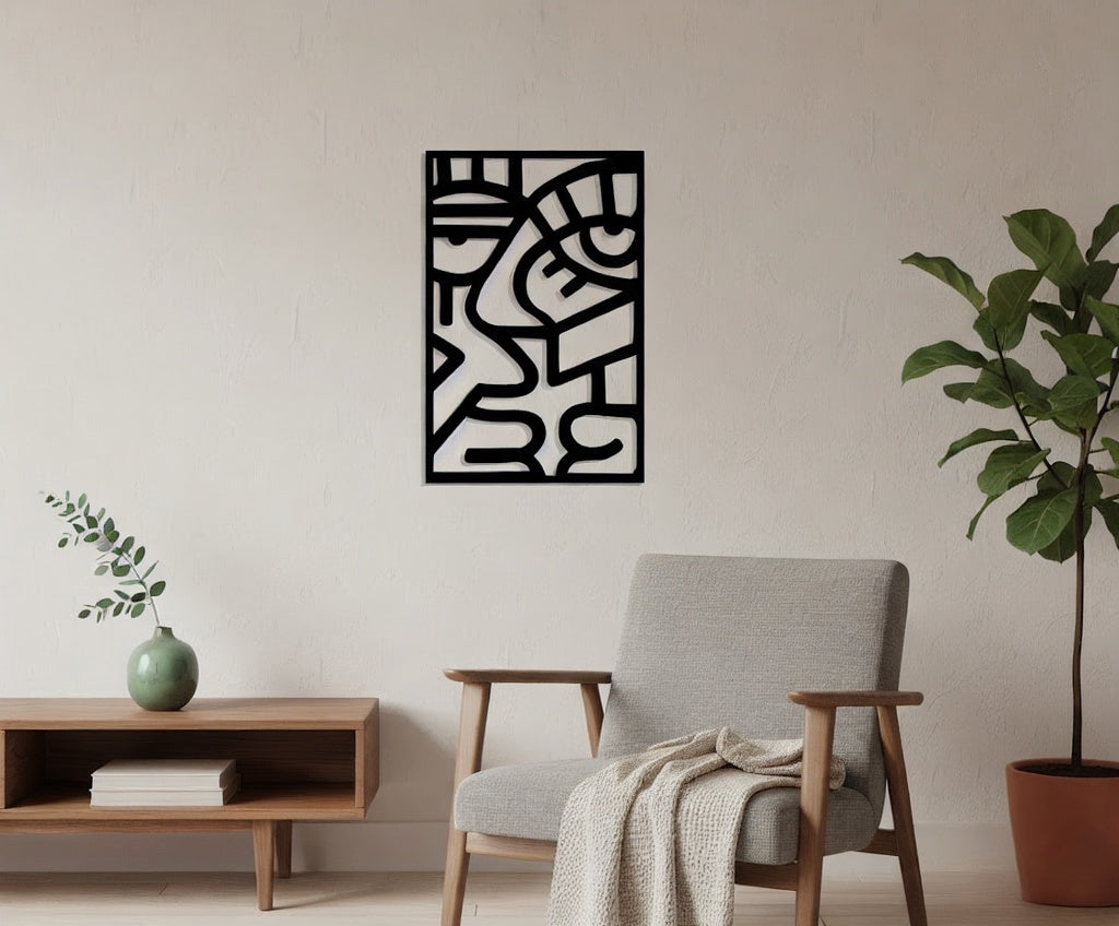 Modern Abstract Cubist Face Metal Wall Art