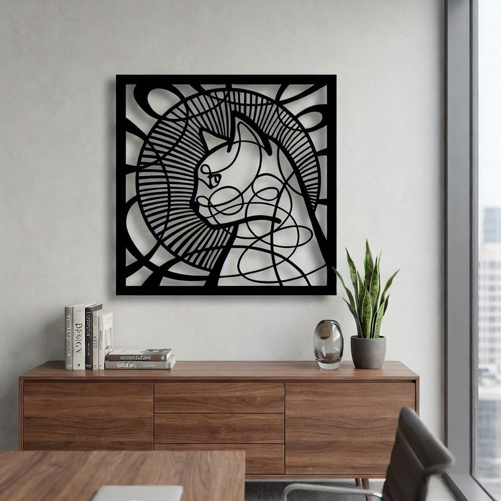 Artistic Geometric Cat Silhouette Metal Wall Art