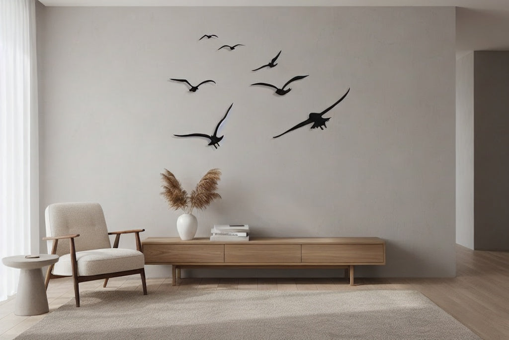 Migrating Birds Flight Metal Strip Wall Art
