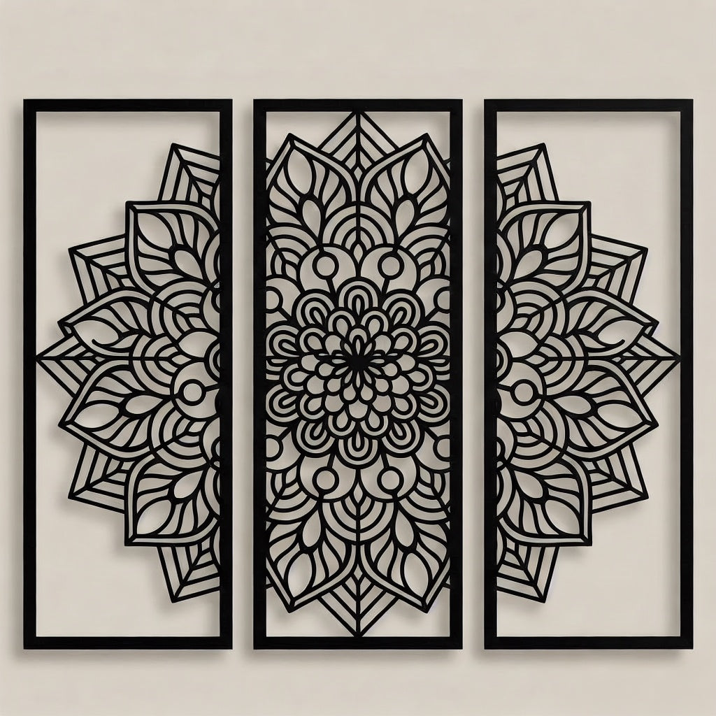 Mandala Triptych Geometric Metal Wall Art
