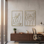 Minimalist One-Line Art Lips and Hands Metal Wall Decor Set