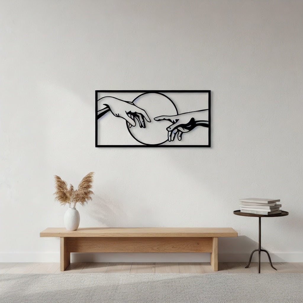 The Creation of Adam Hands Metal Wall Art