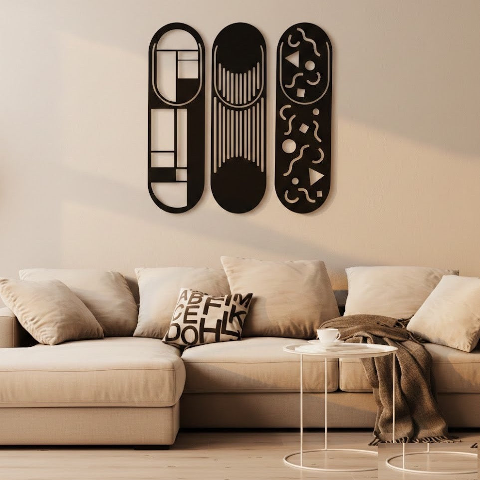 Modern Geometric Trio Metal Wall Art Panels