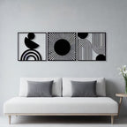 Triptych Geometric Celestial Metal Wall Art