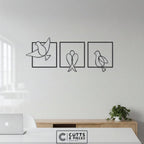Minimalist Bird Trio Metal Line Art Set