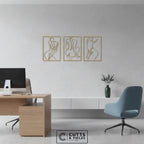 Minimalist Abstract Nude Female Form Metal Wall Art Triptych