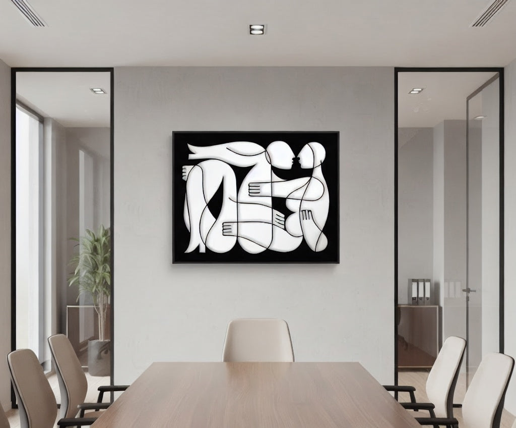 Modern Abstract Lovers Metal Strip Wall Art
