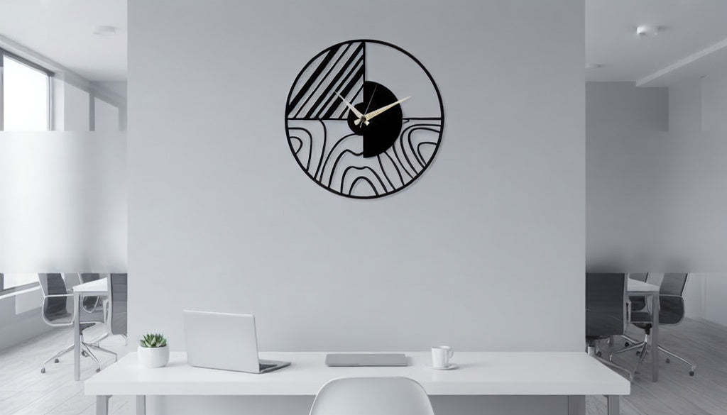 Modern Geometric Landscape Metal Wall Clock