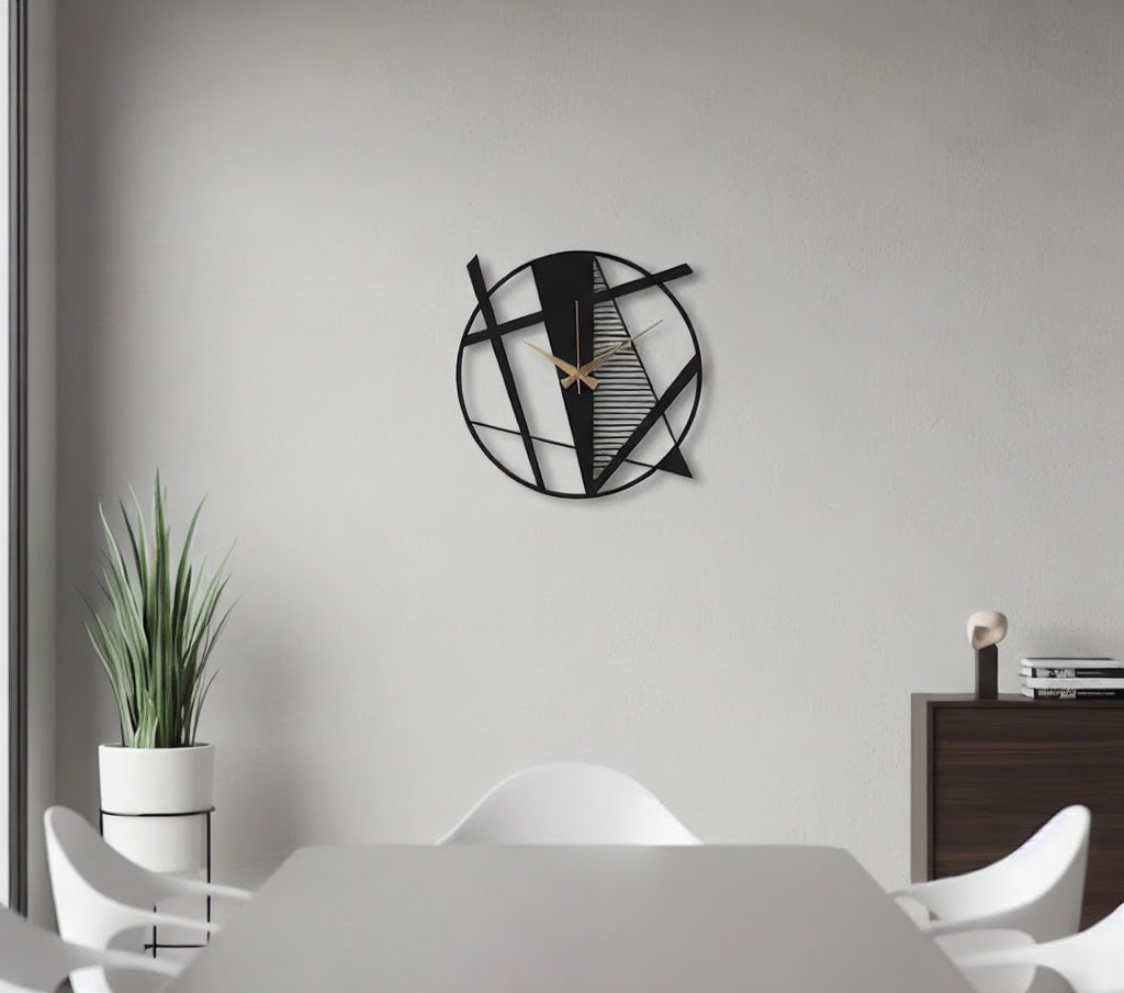 Modern Geometric Abstract Metal Wall Clock