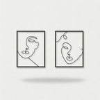 Minimalist Abstract Faces Line Art Metal Wall Decor Set