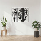 Geometric Abstract Leaf Trio Metal Wall Art