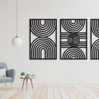 Art Deco Arched Lines Trio Metal Wall Art