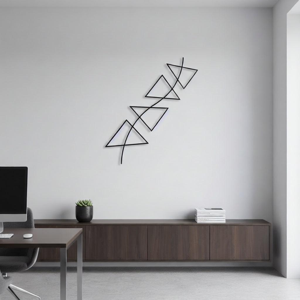 Modern Geometric Triangles Metal Wall Art