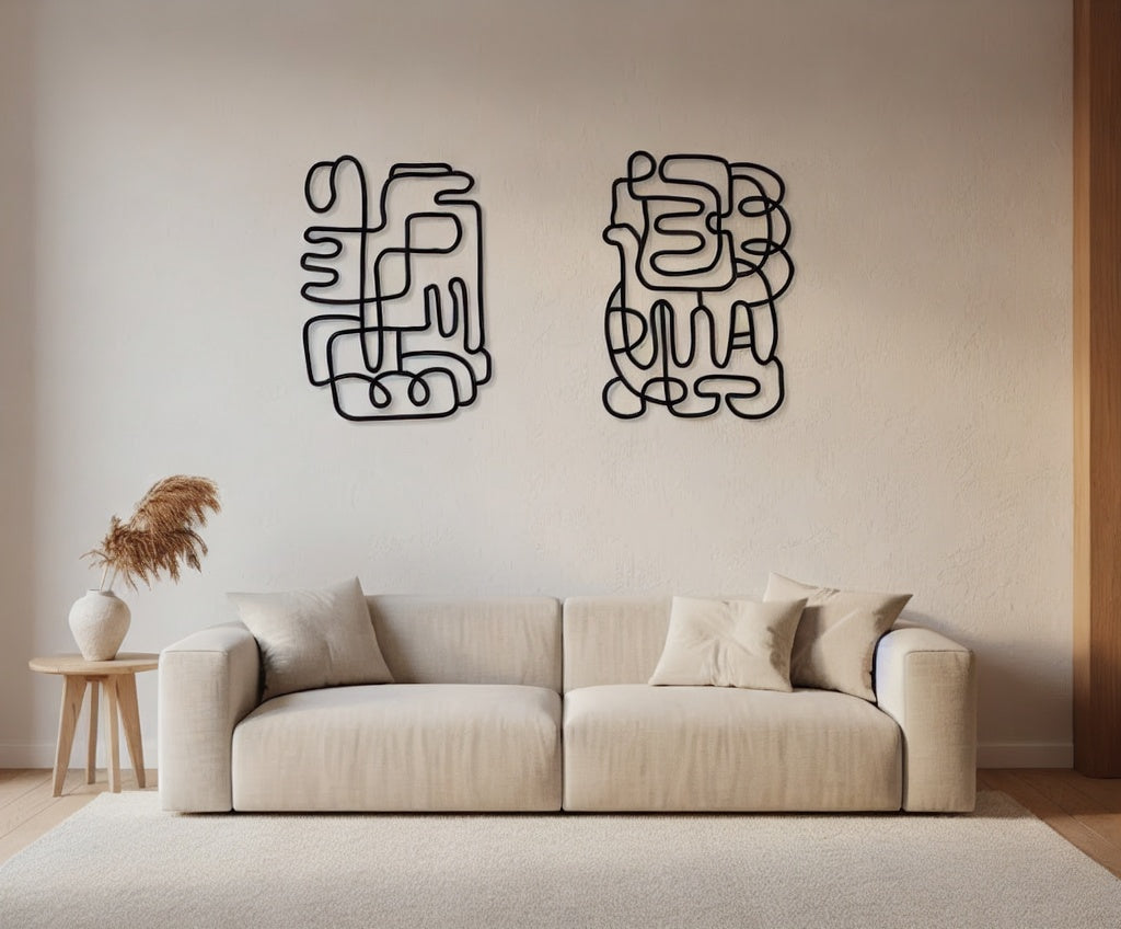 Modern Abstract Continuous Loop Metal Wall Art Set