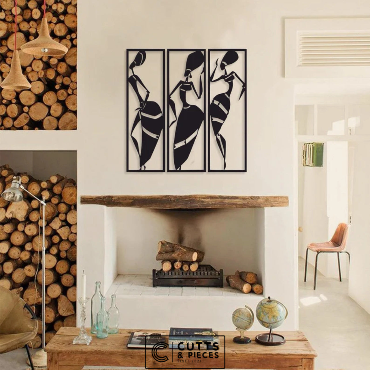 Elegant Tribal Woman Silhouette Wall Art Set