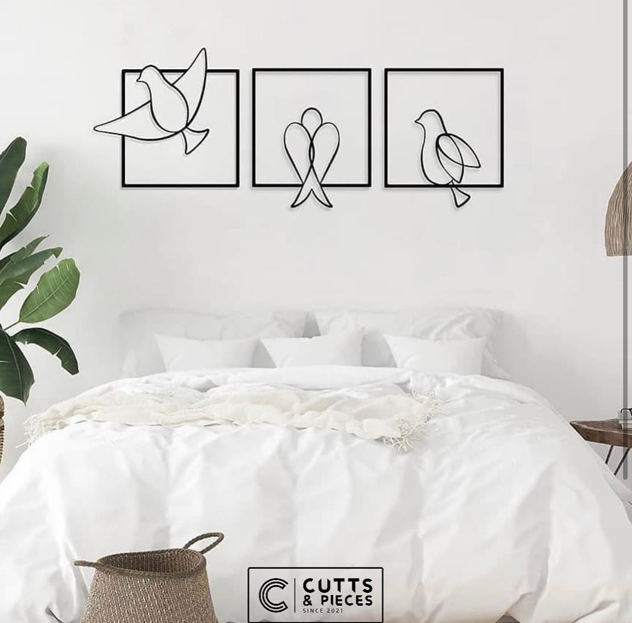 Modern Metal Bird Wall Art Set