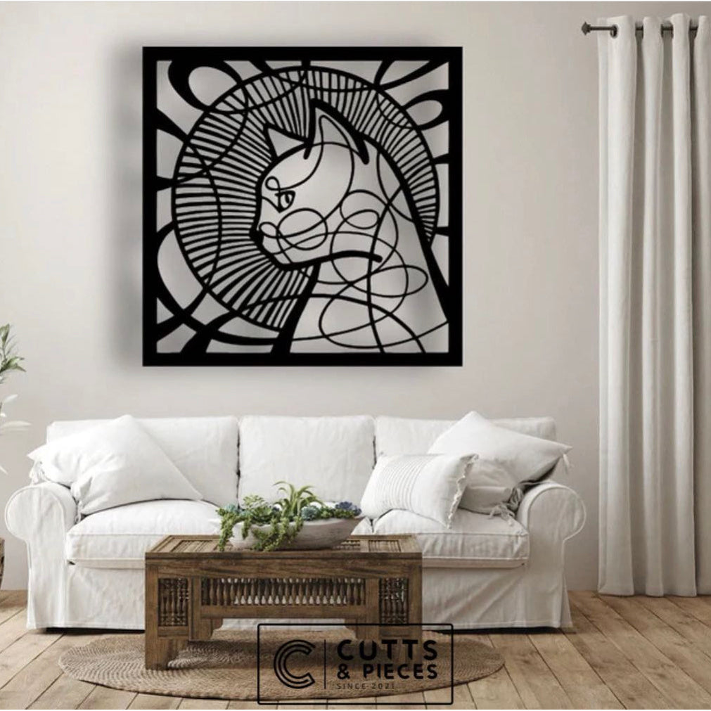 Abstract Cat Silhouette Wall Art
