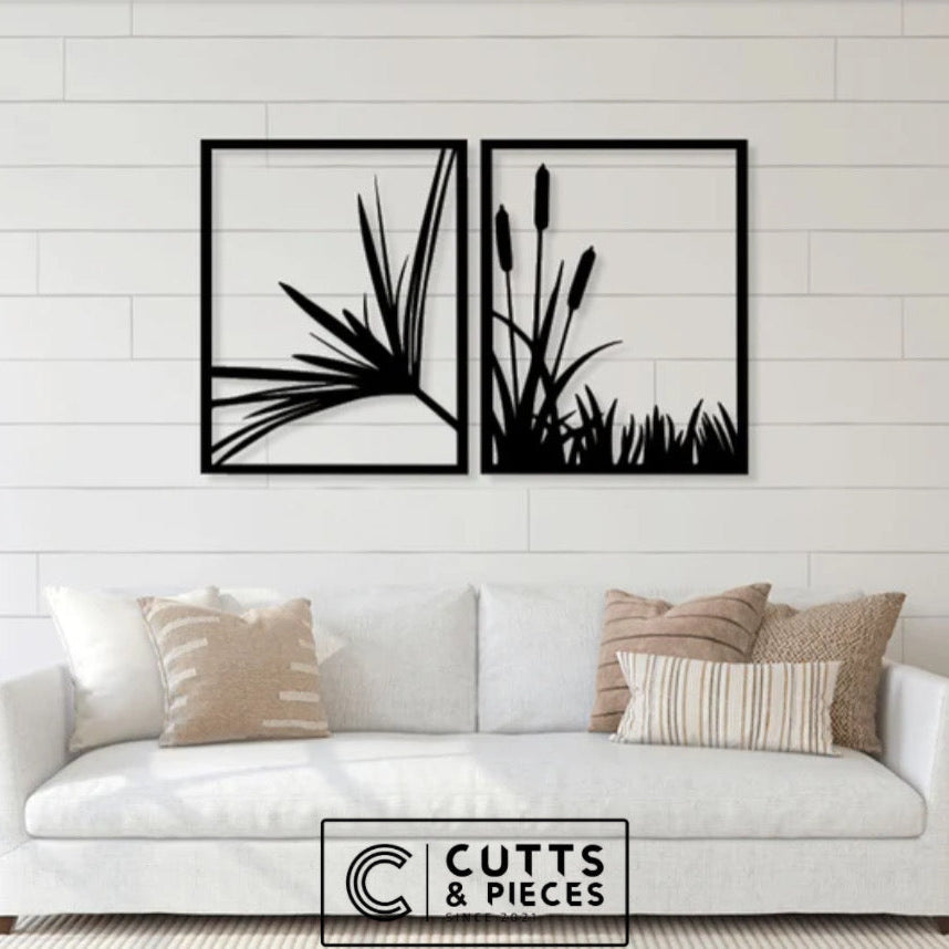 Modern Botanical Metal Wall Art Set