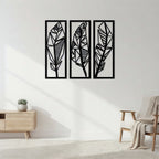 Geometric Abstract Leaf Trio Metal Wall Art