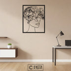 Floral Woman Portrait Metal Line Art