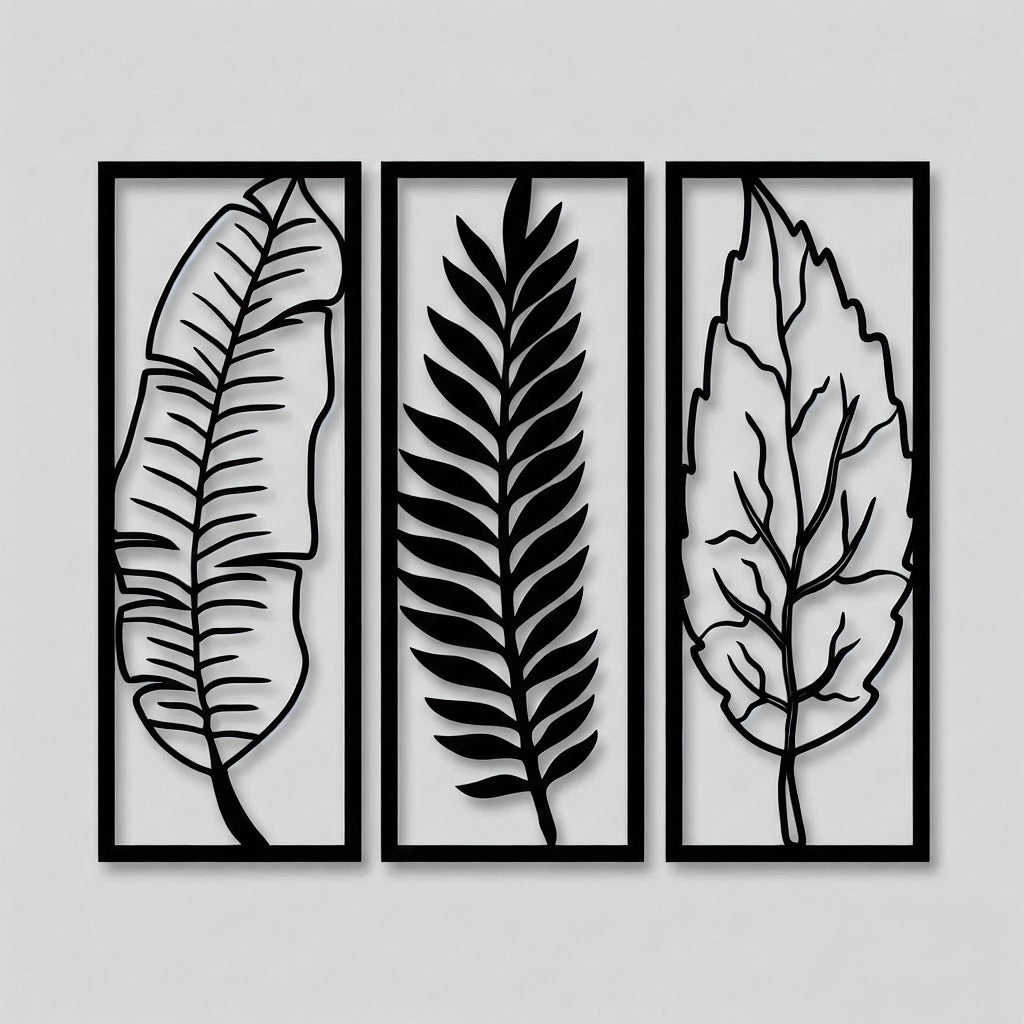 Tropical Botanical Leaf Trio Metal Wall Art Panels